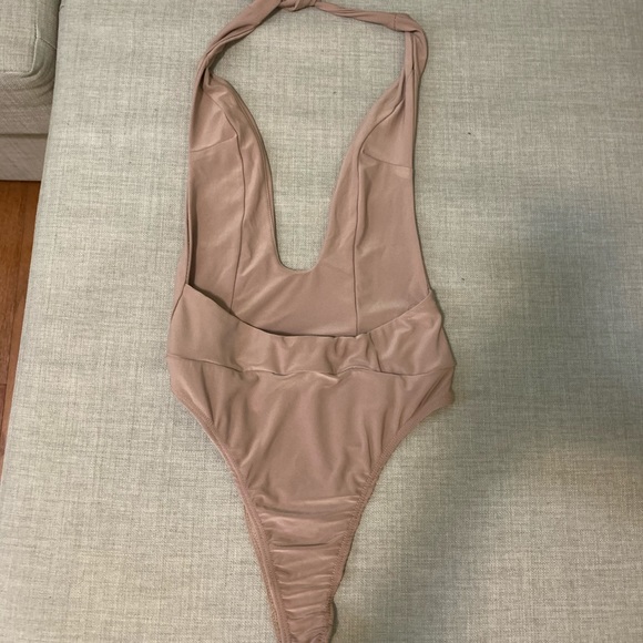 ❌SOLD❌Nude super low cut halter body suit - Picture 4 of 6
